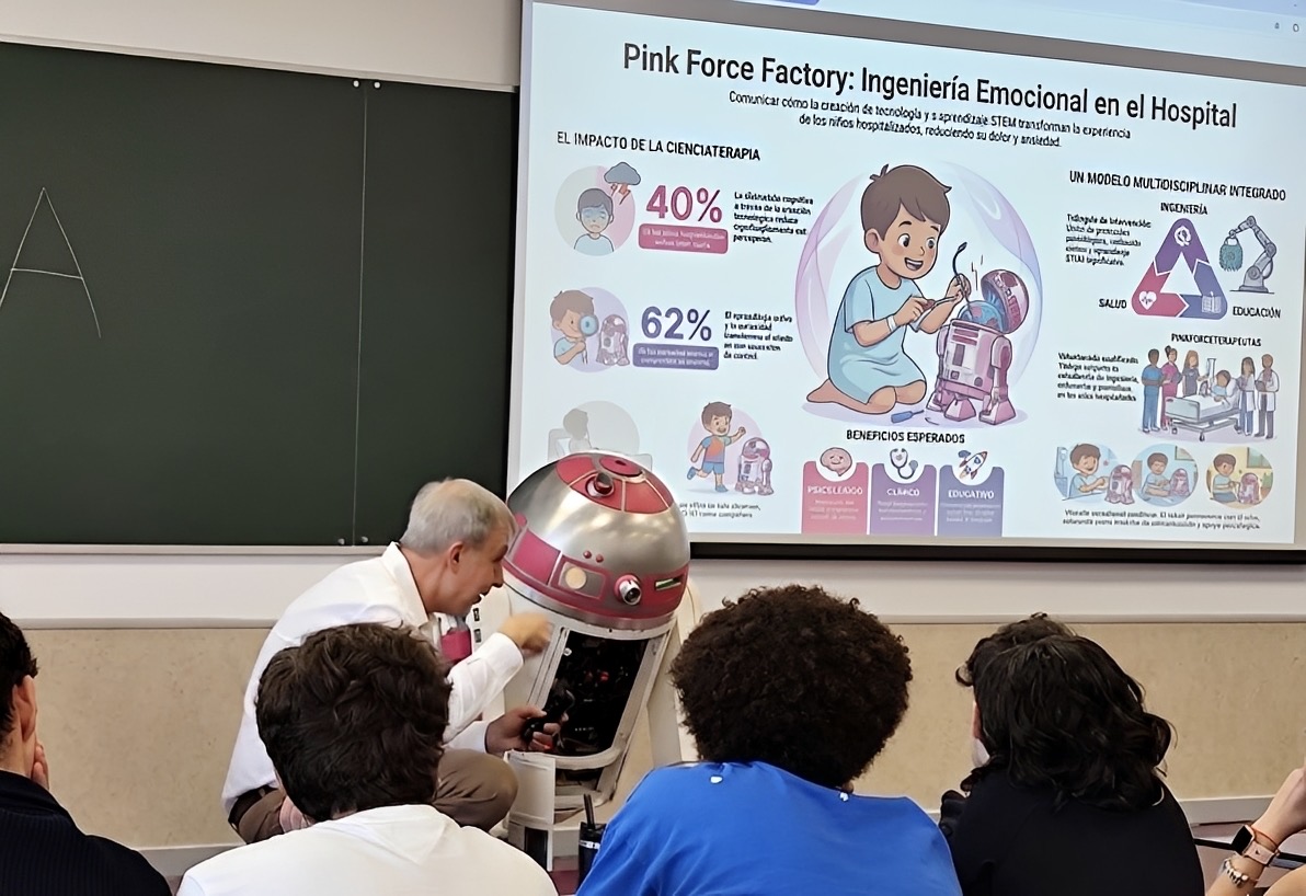 Sesión universitaria sobre ingeniería emocional hospitalaria con R2-KT